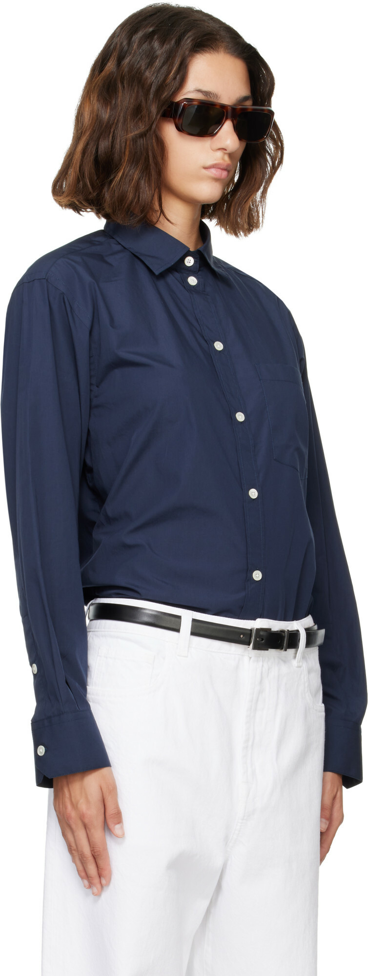 Róhe Navy Classic Fit Shirt