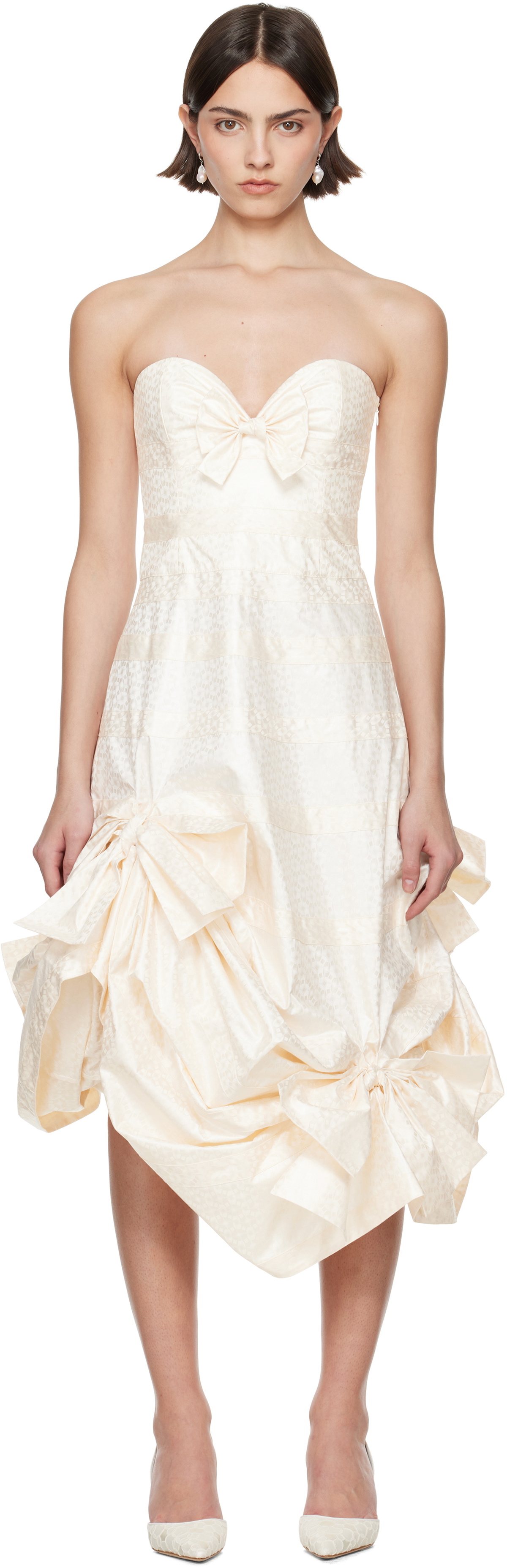 SUPER YAYA SSENSE Exclusive Bridal Capsule Beatrice Strapless Midi Dress