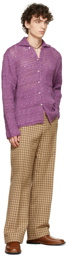Bode Purple Crochet Shirt