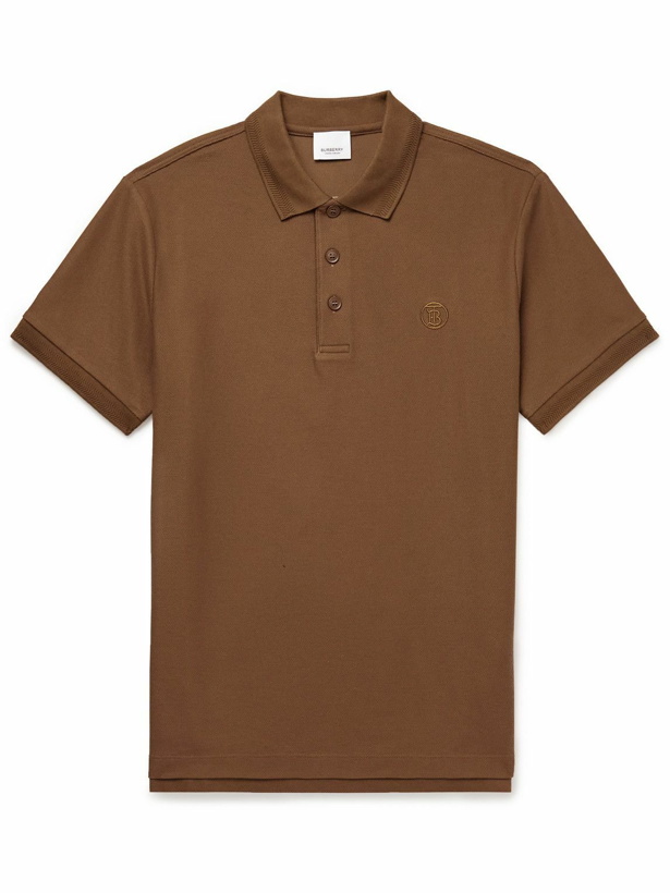 Photo: Burberry - Logo-Embroidered Cotton-Piqué Polo Shirt - Brown