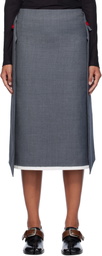 AO Yes Gray Low Waist Knot Straight Midi Skirt