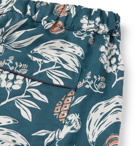 Desmond & Dempsey - Printed Cotton Pyjama Shorts - Teal