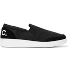 A.P.C. - Cole Logo-Print Suede-Trimmed Canvas Slip-On Sneakers - Black