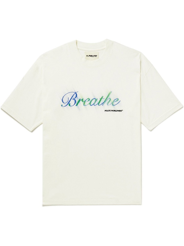 Photo: POLITE WORLDWIDE® - Breathe Printed Cotton-Jersey T-Shirt - White