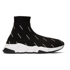 Balenciaga Black All-Over Logo Speed Sneakers