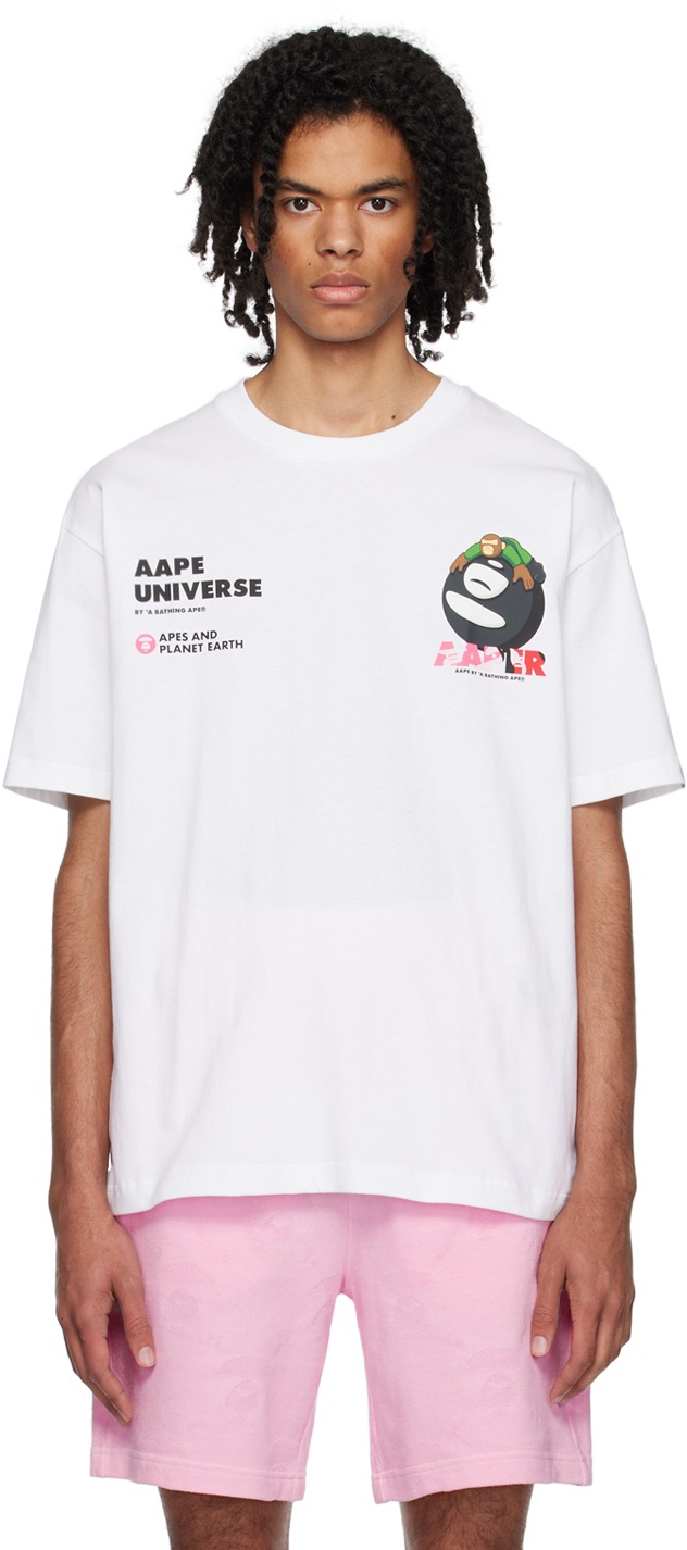 AAPE by A Bathing Ape White Moonface T-Shirt AAPE by A Bathing Ape