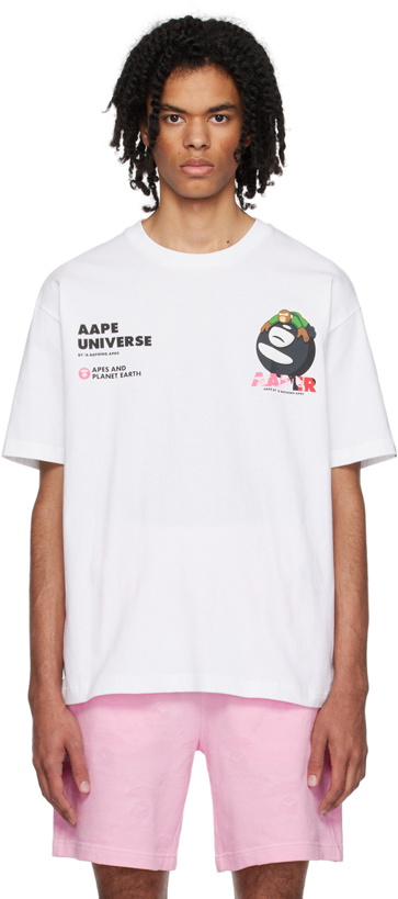 Photo: AAPE by A Bathing Ape White Moonface T-Shirt