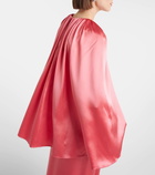 Monique Lhuillier Caped silk satin gown