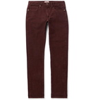 Incotex - Slim-Fit Stretch-Cotton Corduroy Trousers - Men - Burgundy