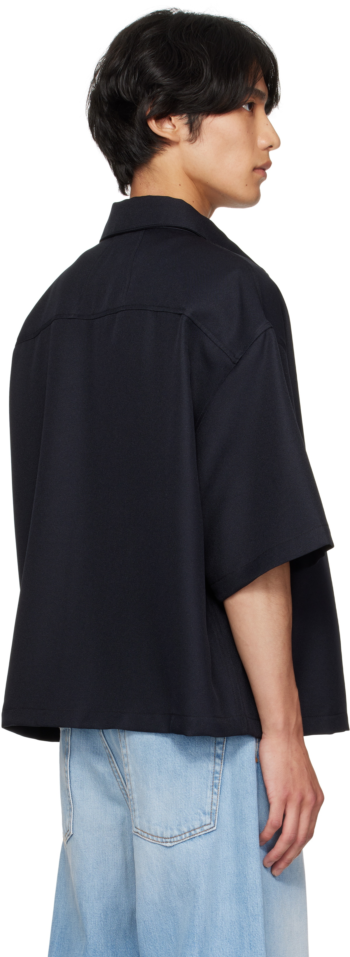 Rhude Black Center Logo Button Up Shirt
