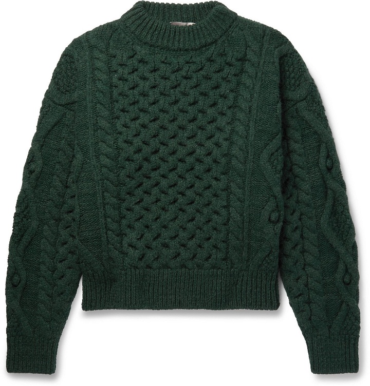 Photo: Isabel Marant - Flick Wool-Blend Cable-Knit Sweater - Green