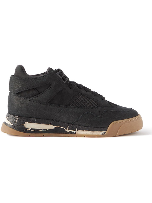 Photo: Maison Margiela - DDSTCK Mesh-Trimmed Suede Sneakers - Black