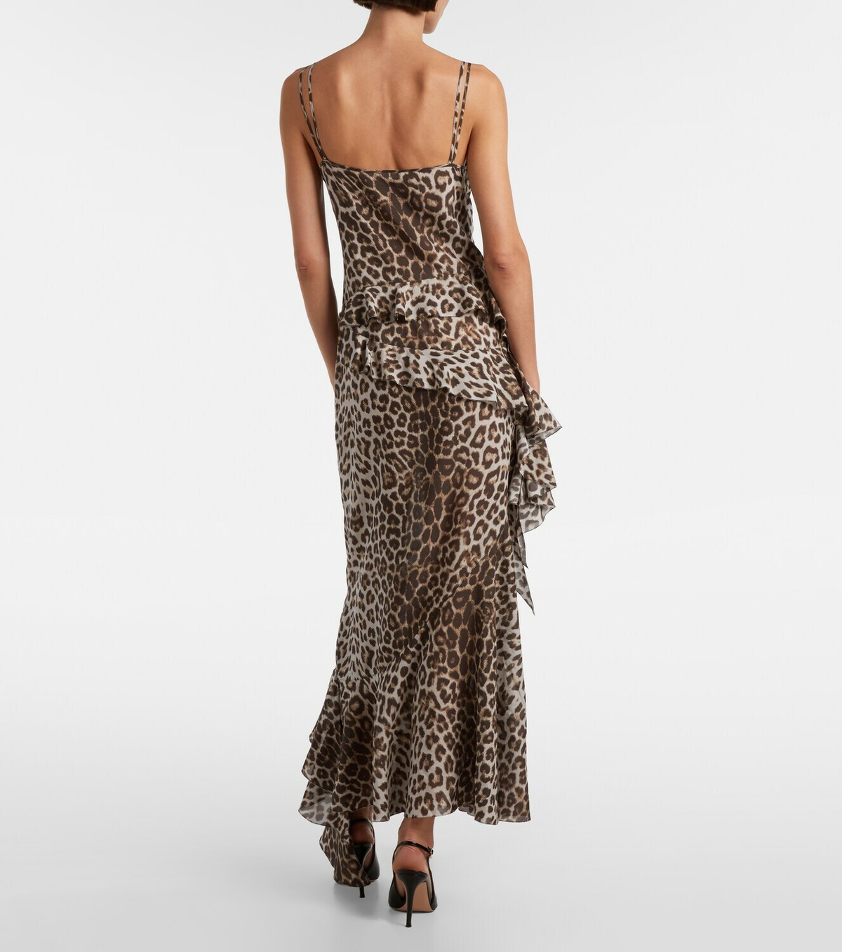 Jacques Wei Leopard-print draped silk maxi dress