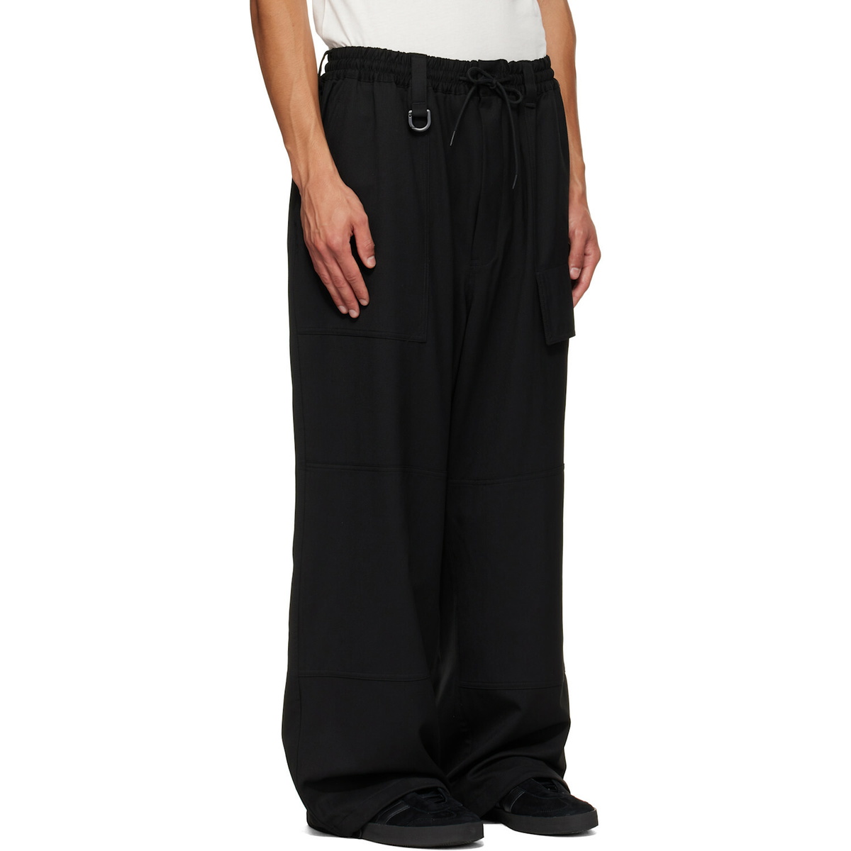 Y-3 Black Wool Wide Cargo Pants