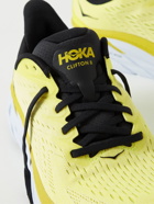 Hoka One One - Clifton 8 Rubber-Trimmed Mesh Running Sneakers - Yellow
