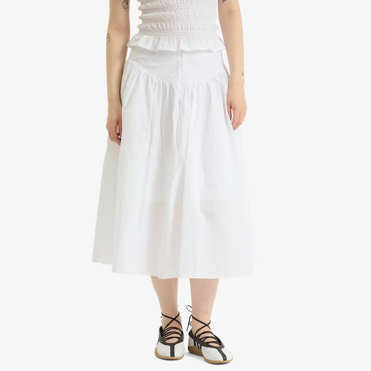 Peachy Den Women's Deba Midi Skirt in Porcelain