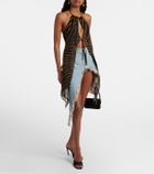 Blumarine Asymmetric distressed denim miniskirt