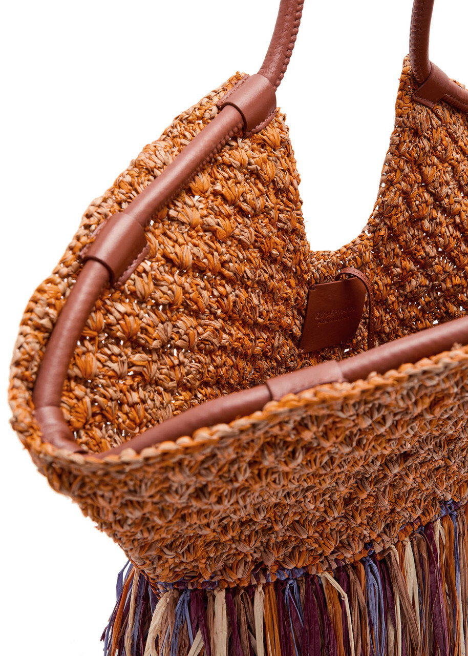 Zimmermann Goldentime Medium Fringed Raffia Tote bag - Multicoloured 1 - One Size