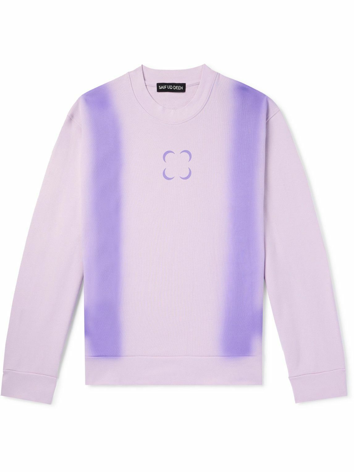SAIF UD DEEN - Cold-Dyed Logo-Print Cotton-Jersey Sweatshirt - Purple