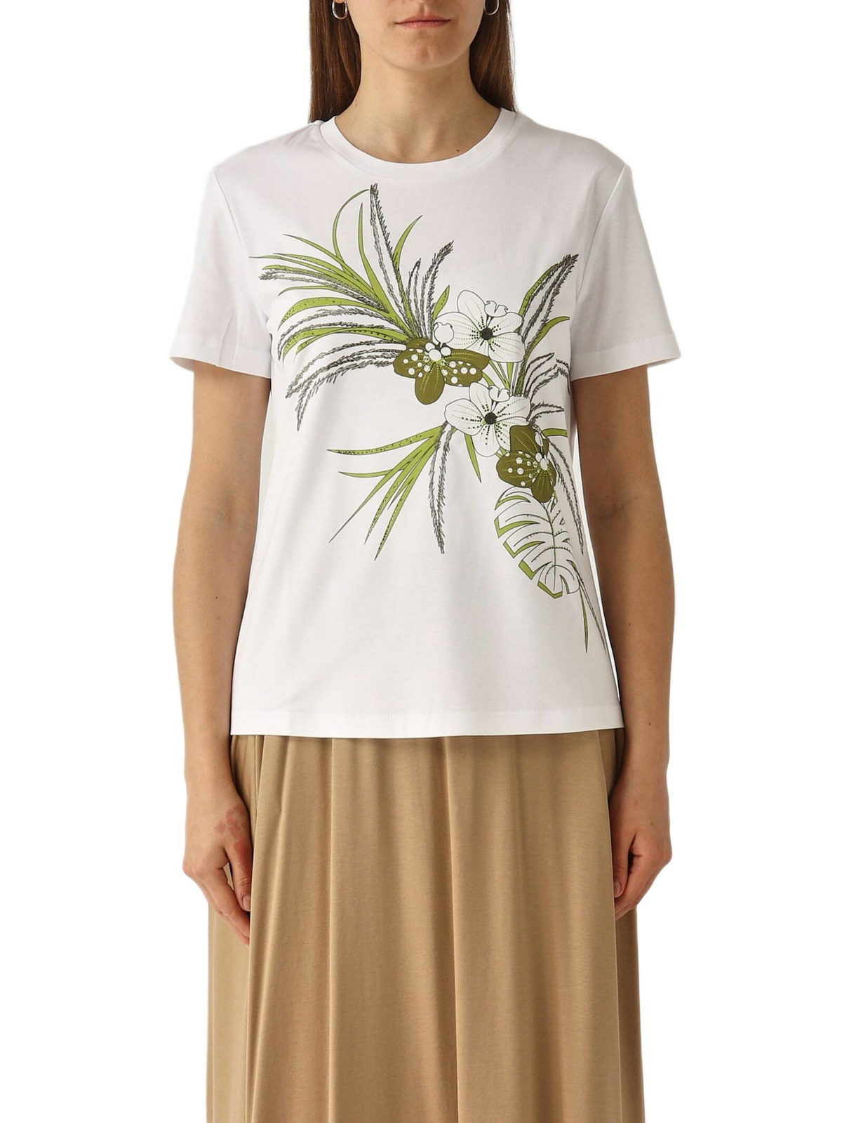 MAX MARA - Obliqua Printed & Embroidered T-shirt Max Mara