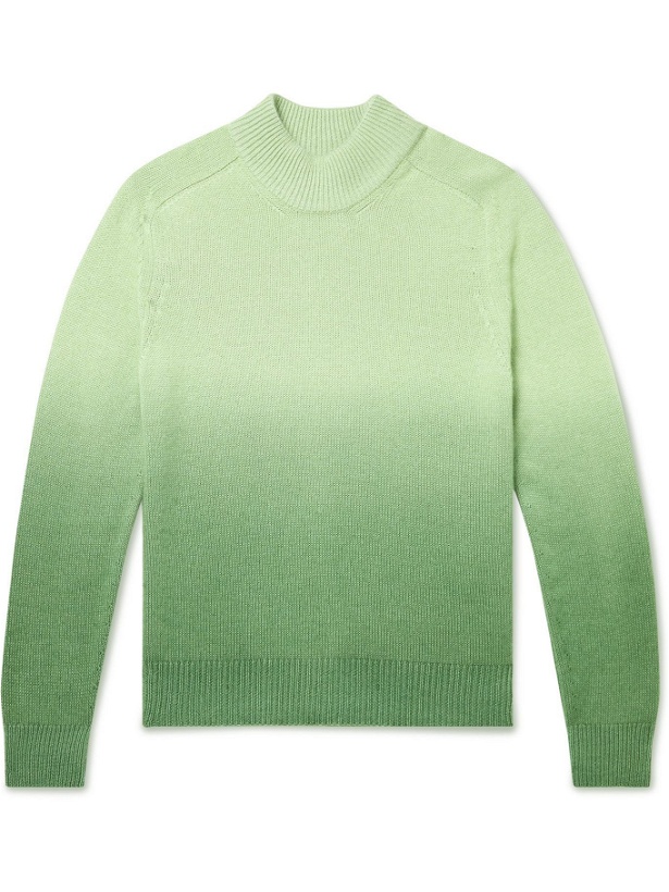 Photo: TOM FORD - Dip-Dyed Cashmere, Mohair and Silk-Blend Mock-Neck Sweater - Green