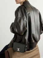 CELINE - Triomphe Leather-Trimmed Logo-Print Coated-Canvas Messenger Bag
