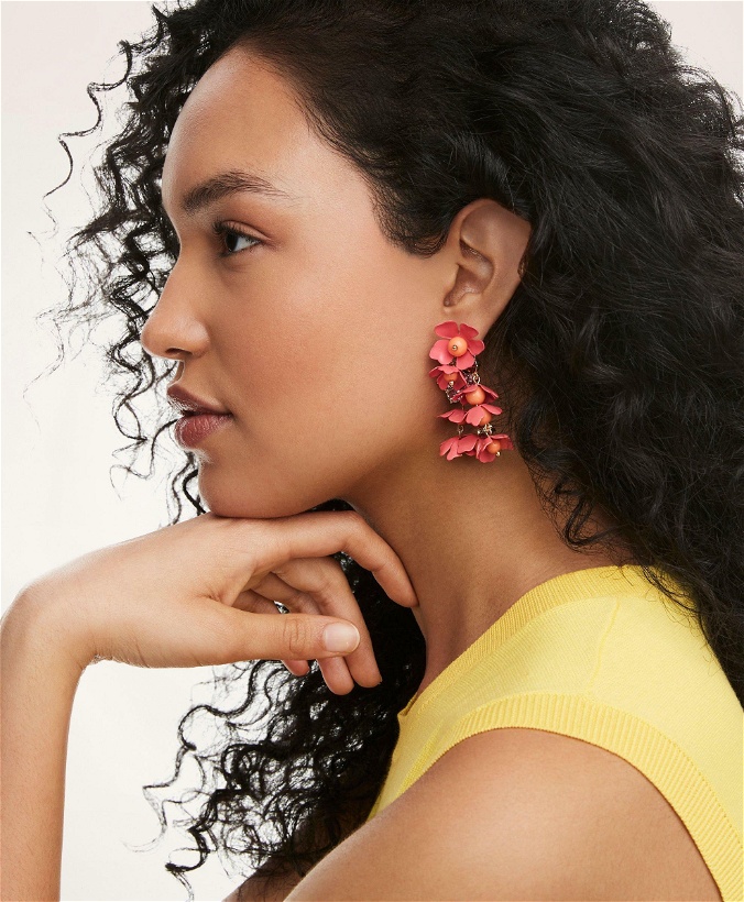 Photo: Brooks Brothers Women's Enamel Floral Drop Earrings | Gold