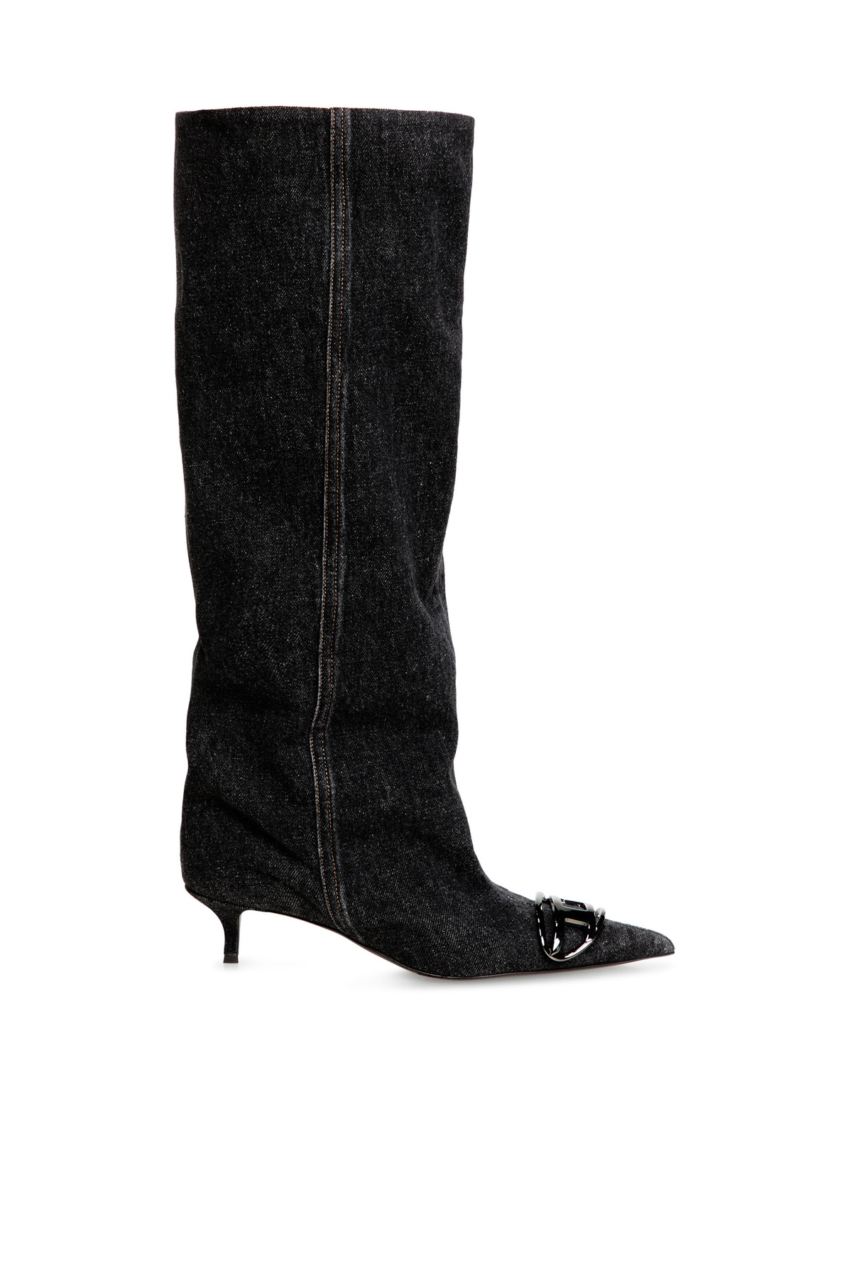 Diesel D-Venus-Slouchy knee-high boot in denim - Boots Womens in Black