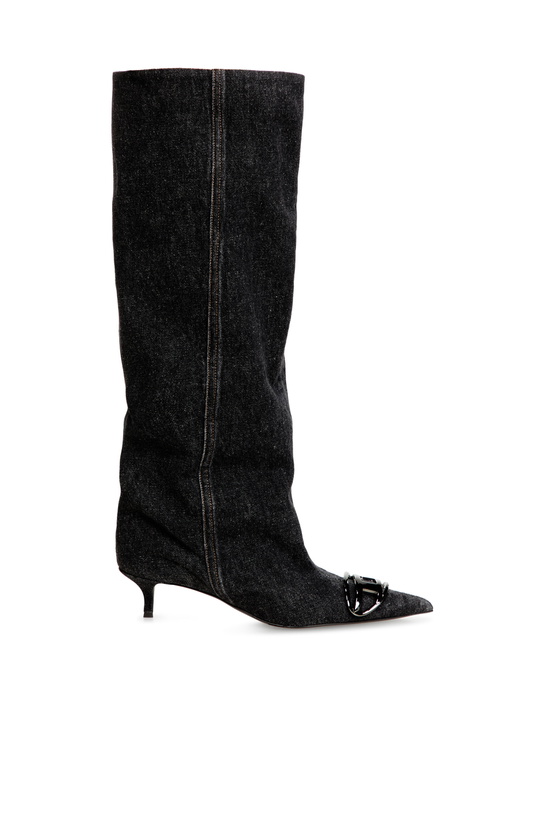 Photo: Diesel D-Venus-Slouchy knee-high boot in denim - Boots Womens in Black