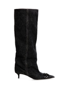 Diesel D-Venus-Slouchy knee-high boot in denim - Boots Womens in Black