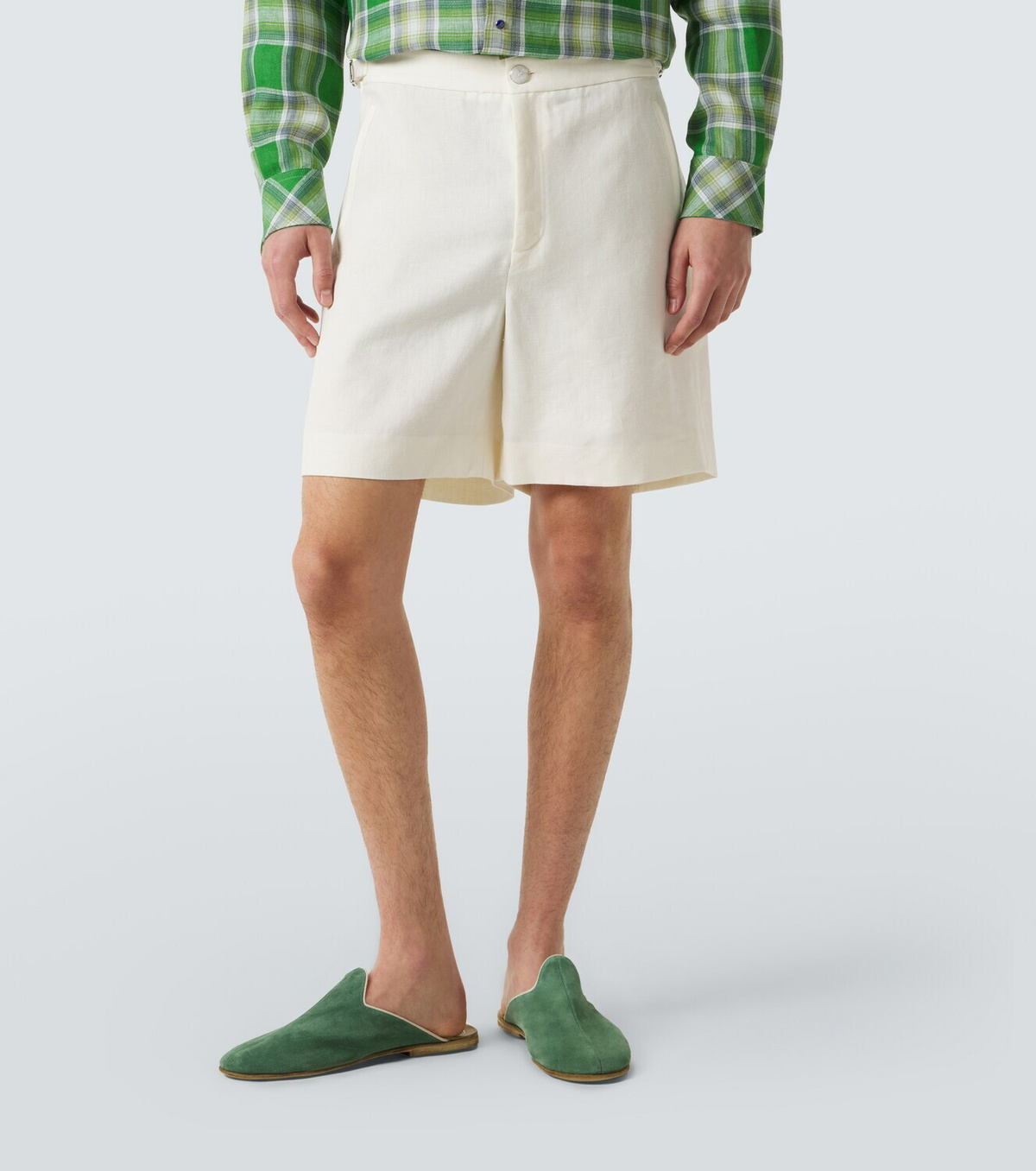 God's True Cashmere Linen shorts with moonstone