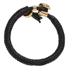 Versace Black and Gold Leather Braid Bracelet