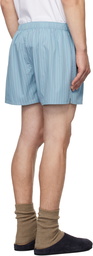 Tekla SSENSE Exclusive Blue AURALEE Edition Boxer Pyjama Shorts