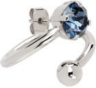 Justine Clenquet SSENSE Exclusive Silver & Blue Nate Single Earring