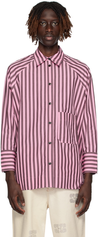 Photo: GANNI Pink & Brown Striped Shirt