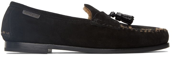 Photo: TOM FORD Black Suede & Shearling Berwick Loafers