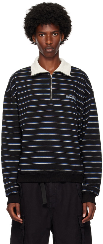 Photo: Kijun Black Embroidered Logo Half-Zip Sweater