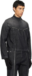 Jean Paul Gaultier Black High Neck Zipped Gloves Denim Jacket