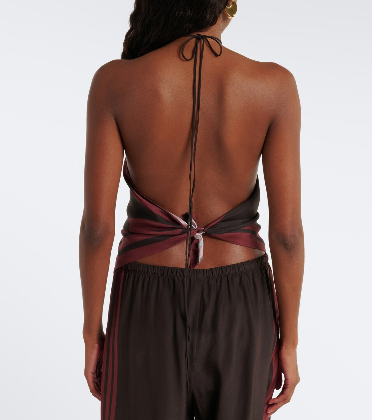 SIR Printed silk satin scarf top