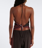SIR Printed silk satin scarf top