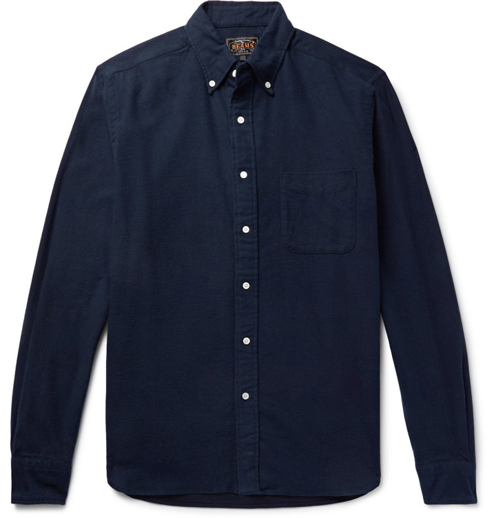 Photo: Beams Plus - Button-Down Collar Cotton-Flannel Shirt - Blue