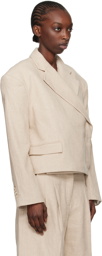 REMAIN Birger Christensen Beige Oversized Crop Blazer