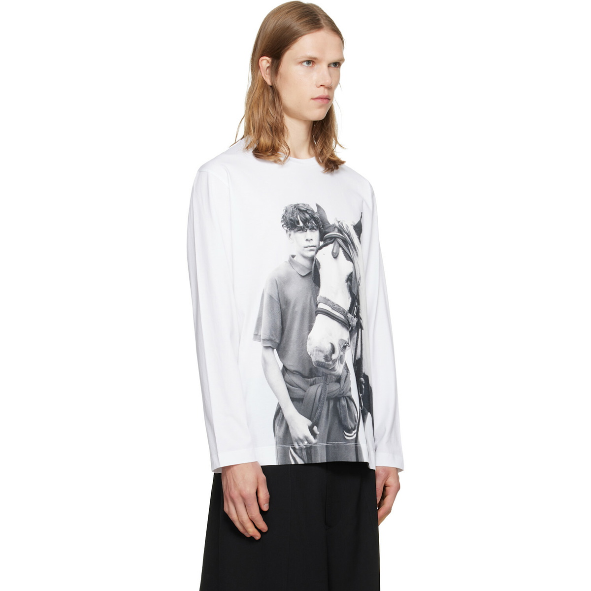 Simone Rocha White 'Pony Kid' Print Long Sleeve T-shirt