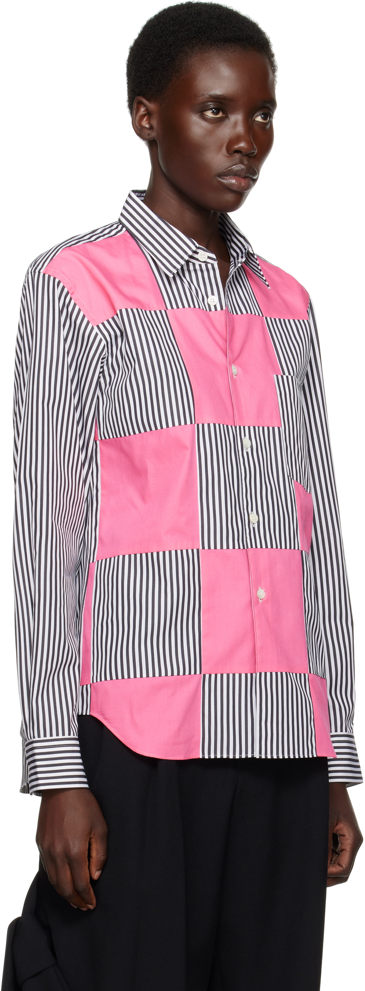 Comme des Garçons Homme Plus White Cotton Broad Stripe Shirt