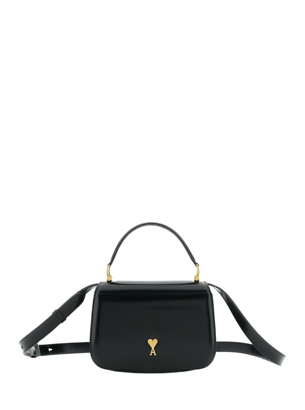 Photo: Ami Alexandre Mattiussi Black Handbag With Adc Patch On The Front And Adjustable And Removable Shoulder Strap In Leather Woman