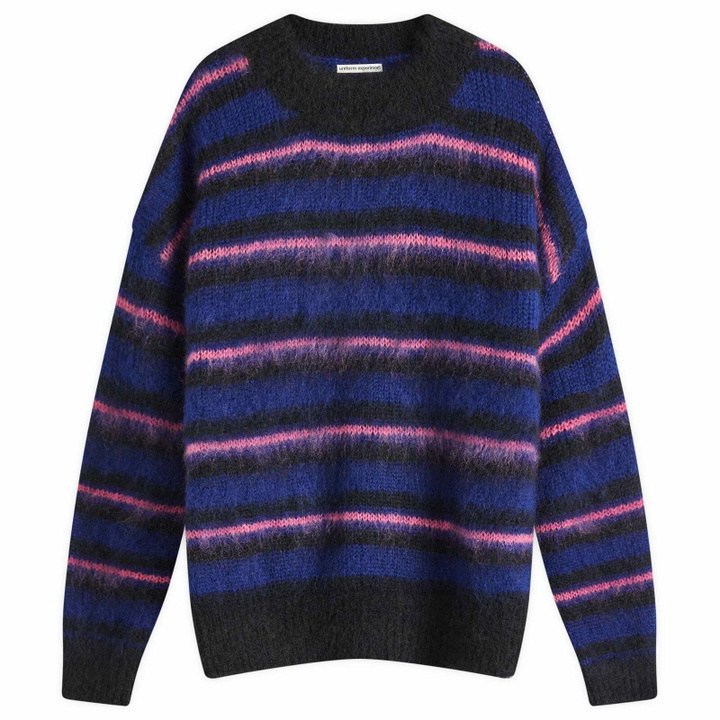 Photo: Uniform Experiment Men's Brushed Mohair Border Knit in Blue