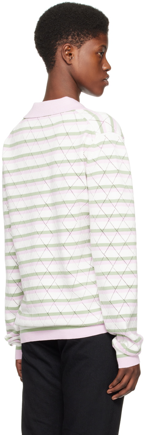 We11done White & Pink Striped Polo