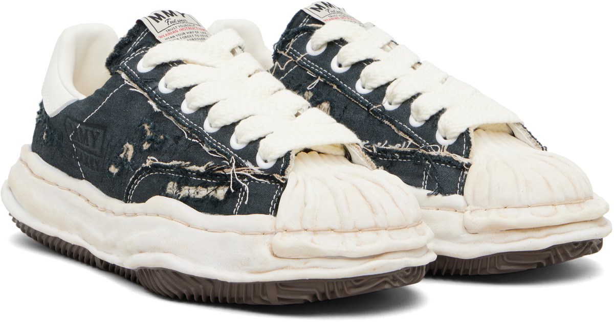Maison MIHARA YASUHIRO Black 'Blakey' OG Sole Ripped Overdye Canvas Sneakers