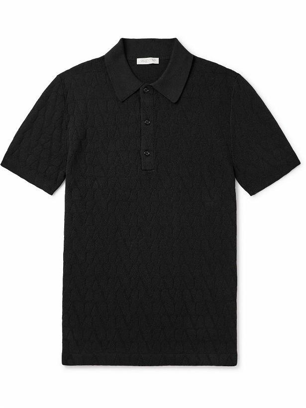 Photo: Valentino Garavani - Toile Iconograph Logo-Jacquard Cotton-Blend Polo Shirt - Black