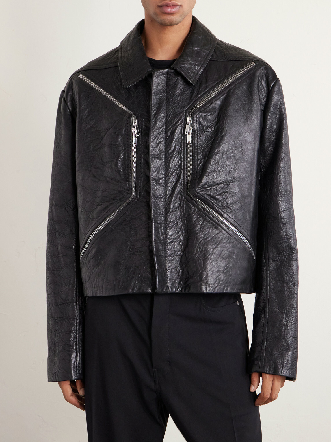 Rick Owens - Temple Heizer Mac Textured-Leather Jacket - Black